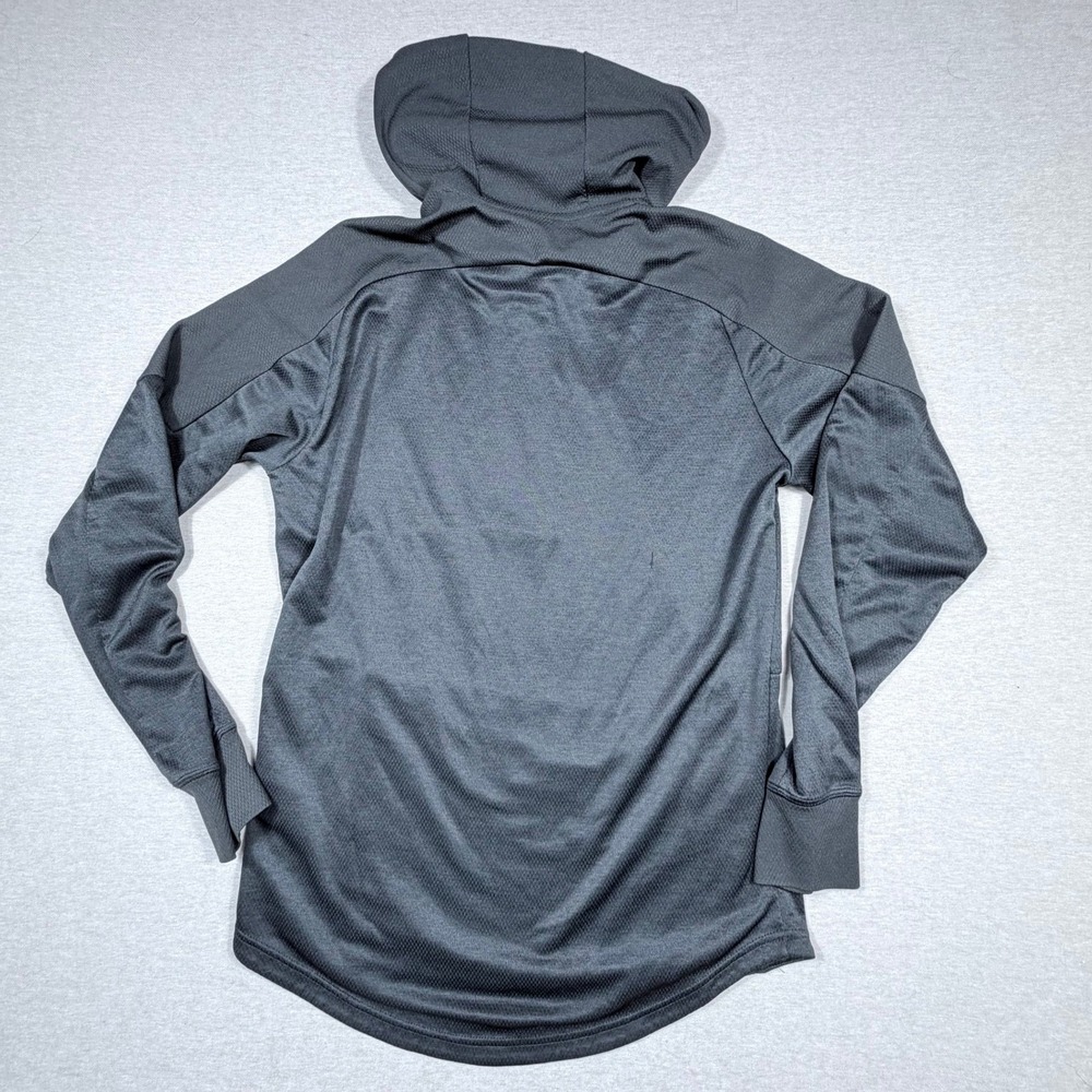Adidas Mens Small Gray Textured Mesh Pullover Hoodie Zipper Chest Pocket Outdoor - Picture 9 of 11